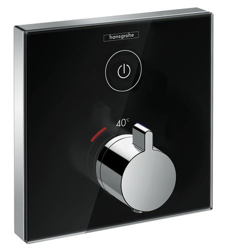 Hansgrohe ShowerSelect Glass miscelatore termostatico doccia a 1 via, finitura nero-cromo - 15737600