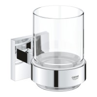 Grohe 41097000 Start Cube bicchiere porta spazzolino con supporto, finitura cromo lucido