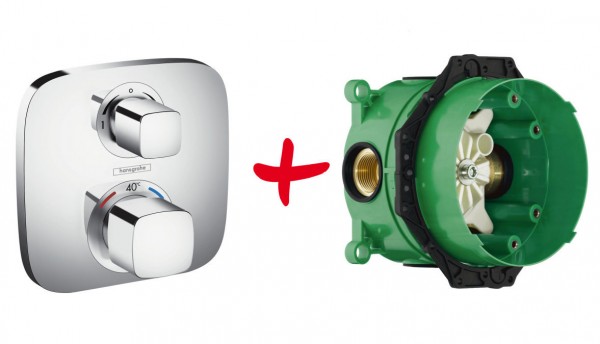 miscelatore termostatico Hansgrohe Ecostat E per 2 utenze con corpo incasso iBox - 15708000 - 01800180
