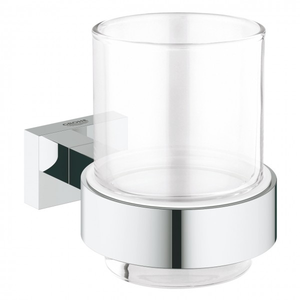 bicchiere con supporto a muro cromo Grohe Essentials Cube - 40755001