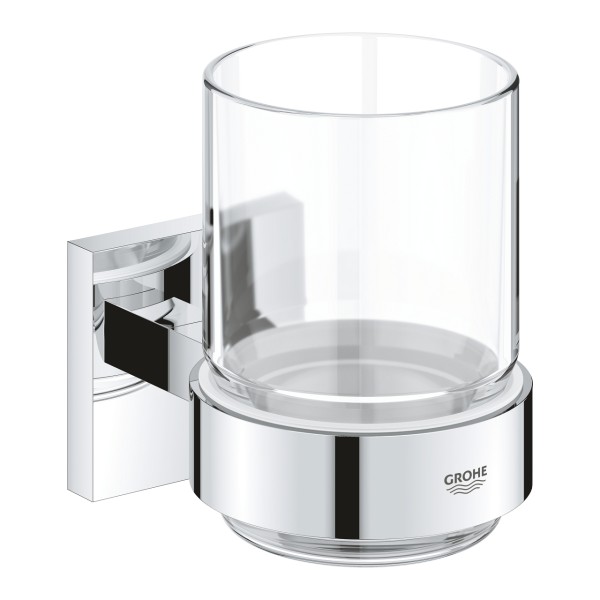 Grohe 41097000 QuickFix Start Cube bicchiere porta spazzolino con supporto cromo